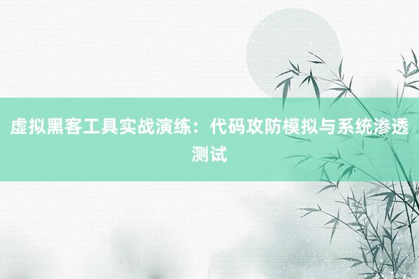 虚拟黑客工具实战演练:代码攻防模拟与系统渗透测试