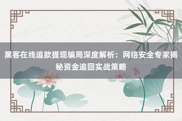 黑客在线追款提现骗局深度解析：网络安全专家揭秘资金追回实战策略