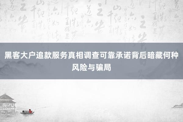 黑客大户追款服务真相调查可靠承诺背后暗藏何种风险与骗局